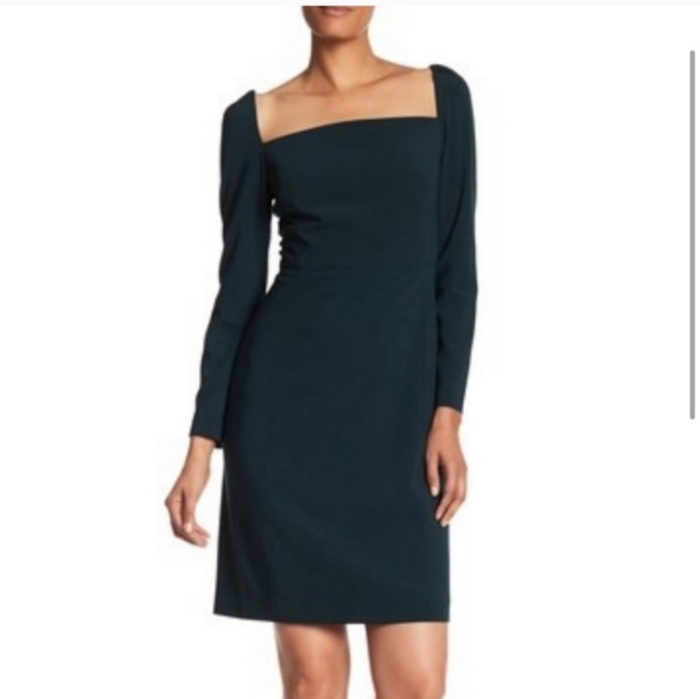 Club Monaco Dark Green Long Sleeve Square Neck Dress - Picture 6 of 14